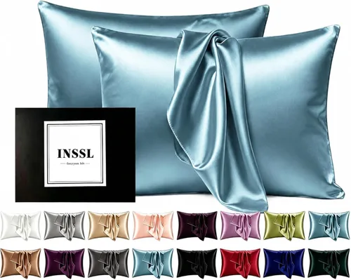 Vista 13 de INSSL - Funda de almohada de seda para mujeres, funda de almohada de seda de morera para cabello y piel, mantente cómoda y transpirable durante
