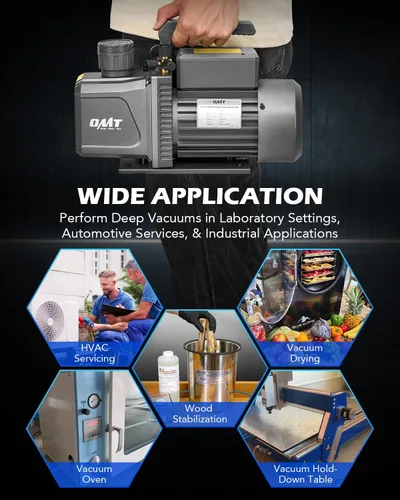 Vista 5 de Orion Motor Tech - Bomba de vacío de 2 etapas, bomba de vacío de paletas rotativas HVAC de 9 cfm 3/4 hp con vacío definitivo de 1.5 micrones, bomba