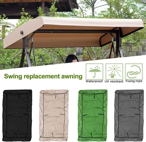Vista 2 de Toldo de repuesto para asiento de columpio de jardín, cubierta de toldo de columpio de 3 plazas, cubierta superior impermeable para silla columpio