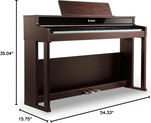 Vista 10 de Donner DDP-400 - Piano digital con teclado progresivo ponderado de 88 teclas, teclado de piano vertical premium para profesionales, paquete