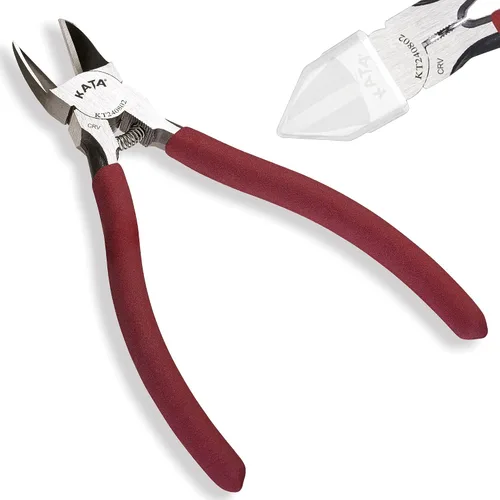 Vista 13 de Alicates de corte al ras micro KATA, cortador de alambre de precisión de 5 pulgadas, alicates de corte lateral antideslizantes para electrónica