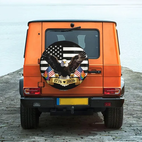 Vista 5 de 1776-2026 Anniversary USA Spare Tire Cover Waterproof Patriotic Eagle UV Sun Tyre Cover Fit for Trailer, RV, SUV and Many Vehicle 14 inch Wheel