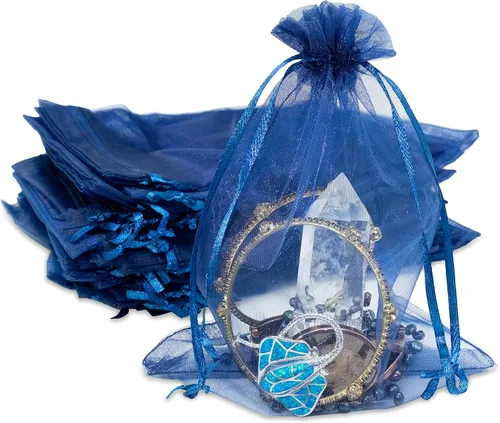 Vista 28 de TheDisplayGuys - Paquete de 48 bolsas de regalo de organza transparente negra de 2 x 2-3/4 pulgadas con cordón, bolsas de regalo para joyas, bolsas