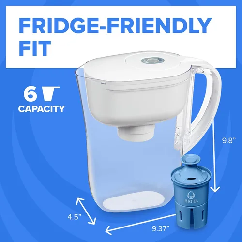 Vista 7 de Brita Jarra de agua, filtro Metro Elite, elimina el 99% del plomo, incluye 1 filtro, capacidad para 6 tazas, color blanco