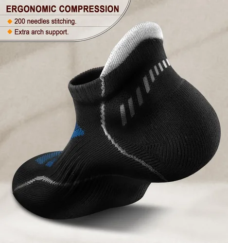 Vista 3 de BULLIANT Calcetines de correr para hombre, 6 pares, calcetines de tobillo que no se ven transpirables, absorben para hombres y mujeres, suela