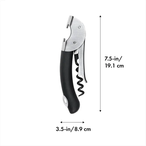 Vista 2 de OXO Sacacorchos de camarero de doble palanca de acero, plata/negro, 1 CT