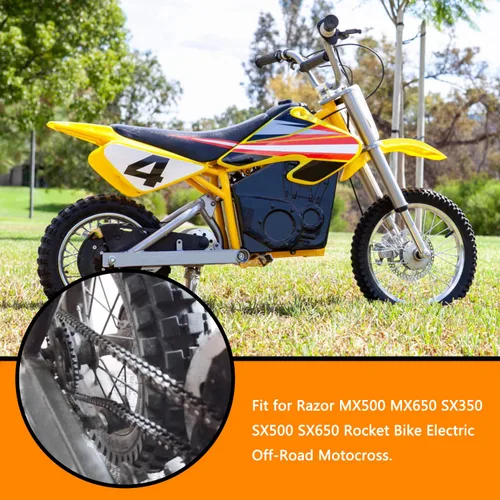 Vista 2 de HOLATO Cadena de transmisión de 25 eslabones 132 + eslabón maestro para Razor MX500 MX650 SX350 SX500 SX650 Rocket Bike Electric Off-Road Motocross