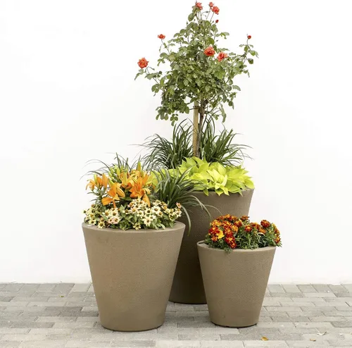 Vista 4 de Crescent Garden Maceta de autorriego para interiores y exteriores, negro caviar, 16 pulgadas, 20", Ceniza Fresno