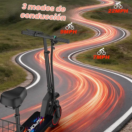 Vista 5 de Scooter eléctrico, scooter plegable E para adultos y adolescentes Gris rojo
