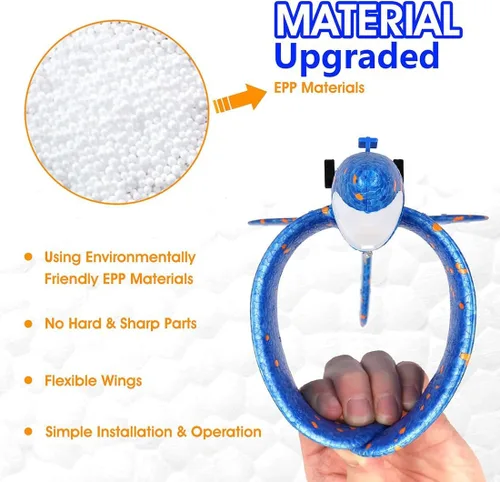 Vista 5 de Paquete de 3 lanzadores de aviones de juguete para niños, planeador de espuma ligera LED con lanzador de avión para jugar al aire libre, juguete
