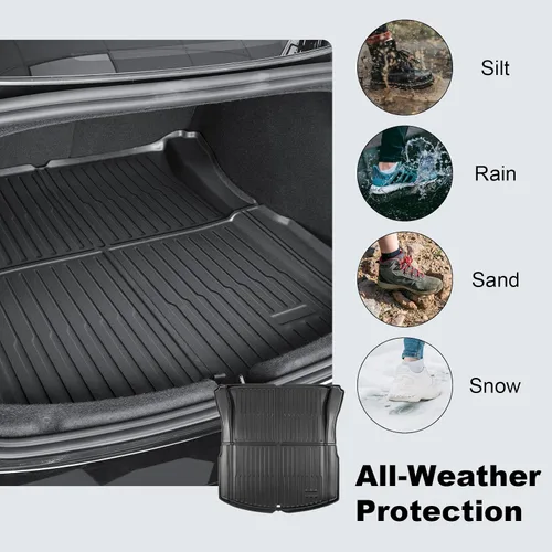 Vista 3 de Alfombrilla de maletero para Tesla Model 3 2026, protector de maletero de TPE duradero para todo tipo de clima, forro de carga trasero impermeable