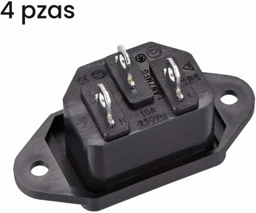 Vista 3 de uxcell Adaptador de enchufe de montaje en panel AC 250V 10A C14 3 pines IEC Módulo de entrada Enchufe Conector de alimentación recto Pack de 4