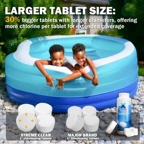 Vista 4 de XtremeClear Tabletas de Cloro de 1" para Piscina, Jacuzzi y Spa Elimina Bacterias y Algas Desinfectante Hace el Agua Limpia y Cristalina