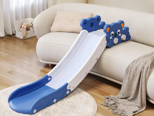 Vista 8 de Tobogán para niños pequeños, juego de tobogán para niños pequeños para interiores y exteriores con pelota y aro, y pasos antideslizantes, regalo