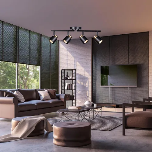 Vista 9 de Kit de iluminación de riel de 4 luces, acabado de latón negro mate ajustable con foco de techo moden empotrado para cocina, sala de estar, mejoras