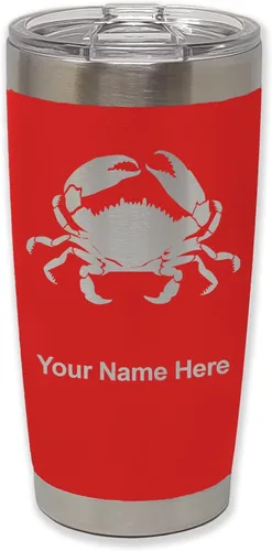 Vista 28 de LaserGram Vaso aislado al vacío de 20 onzas, cangrejo, grabado personalizado incluido (camuflaje verde)