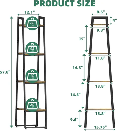 Vista 8 de Simple Trending - Soporte de metal alto de 4 niveles con luz de crecimiento, estante de escalera resistente para plantas de interior, soporte