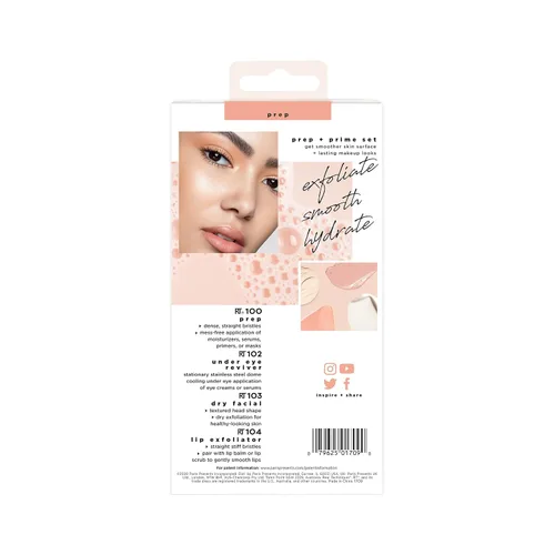 Vista 7 de Real Techniques Prep and Prime - Juego de brochas de maquillaje, ideal para exfoliar y aplicar imprimaciones, hidratantes y sueros, herramientas