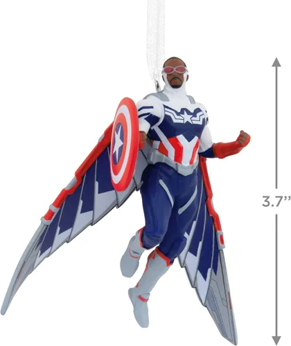 Vista 4 de Hallmark Marvel Avengers Capitán América Sam Wilson Adorno Navideño (0003HCM0856)