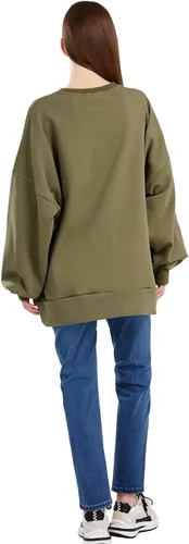 Vista 7 de utcoco Sudaderas de gran tamaño para mujer, de manga larga, cuello redondo, ajuste holgado, casual, color liso