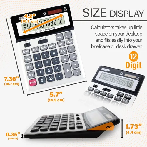 Vista 2 de BAZIC Calculadora de escritorio de 12 dígitos con cálculo de ganancias y funciones fiscales (3011) profit and tax functions for everyday math at a