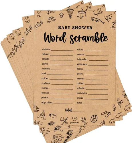 Vista 11 de GardenCity 50 tarjetas de juego de peleas familiares para baby shower, divertidos juegos de baby shower para niños o niñas, género neutro, papel