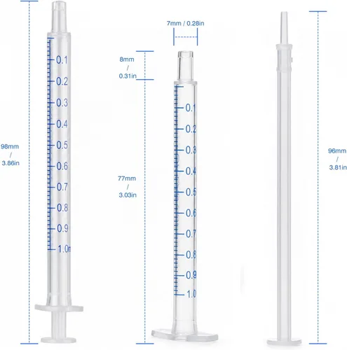 Vista 2 de 1ml Plastic Syringe, luer slip syringe, Used in Scientific Laboratories, Liquid refilling, DIY Crafts, Scientific Labs, 50/PK