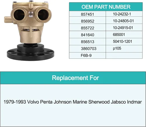 Vista 5 de Bomba de Agua Montada en Eje de Cigüeñal 857451 856513 841640 F6B-9 Para 1979-1993 Volvo Penta OMC V8 Johnson 10-24930-01 10248051 102494601 Marine