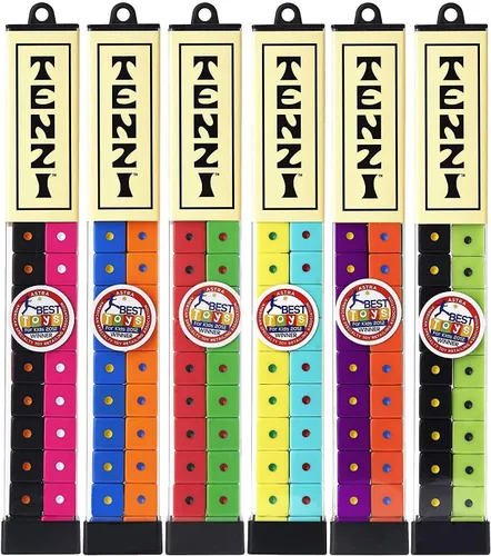 Vista 5 de Juego de dados de fiesta TENZI – Una diversión rápida y divertida para toda la familia – 4 juegos de 10 dados de colores con tubo de almacenamiento