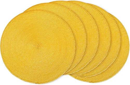 Vista 38 de AHHFSMEI Juego de 6 manteles individuales redondos trenzados de 15 pulgadas para mesas de comedor, tejido natural, resistentes al calor, color beige