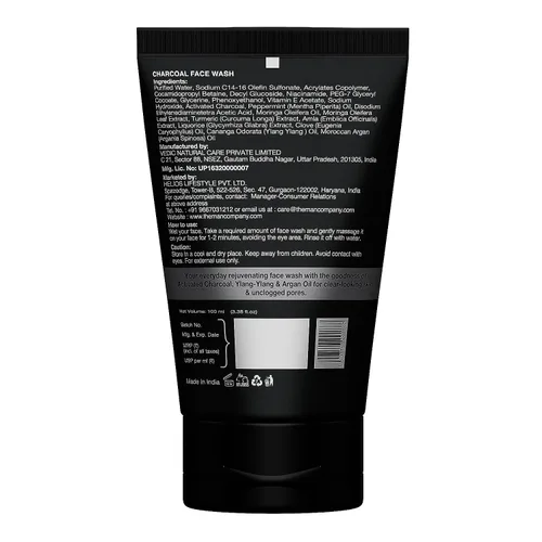 Vista 2 de The Man Company Lavado facial de carbón activado para menylang ylang y argán aceites esenciales contaminación, control de aceite de acné, limpieza