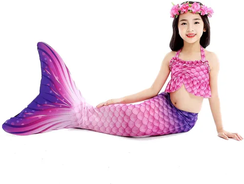 Vista 3 de Kakawayi traje de baño de sirena para niñas (sin aleta)