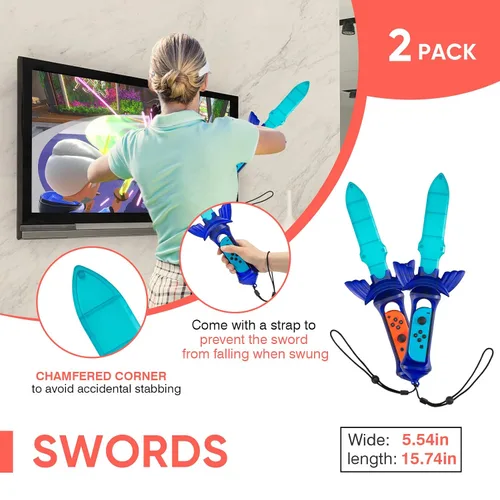 Vista 5 de Nintendo Switch Accessories Bundle, Switch Controllers Joy-Con Grips, 12 IN 1 Accessories Kit for Switch Sports Games, Tennis Rackets, Comfort Grips