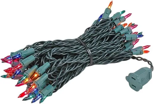 Vista 6 de Novelty Lights Mini luces incandescentes tradicionales de 50 bombillas de 25 pies, cable azul sobre verde con espacio de 6 pulgadas, grado comercial