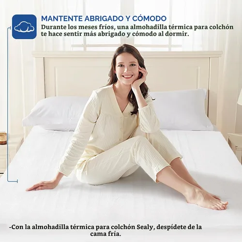 Vista 2 de Sealy Protector de colchón térmico tamaño individual con 10 ajustes