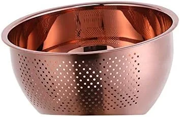 Vista 8 de Meisha - Cuenco de lavado de arroz, colador versátil 3 en 1 de acero inoxidable y colador de cocina con escurridor lateral para arroz, verduras