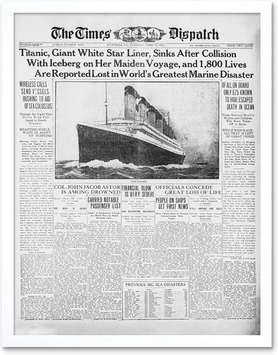 Vista 8 de Póster enmarcado de 12 x 16 pulgadas, diseño de catástrofe del Titanic Disaster 1912 Times