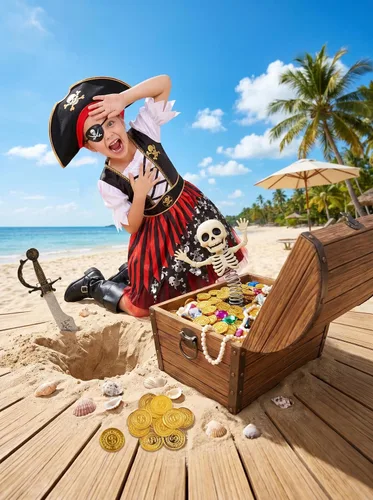 Vista 3 de Cuteshower Disfraz de pirata para niñas, disfraz de Halloween, pirata, simulación de cosplay