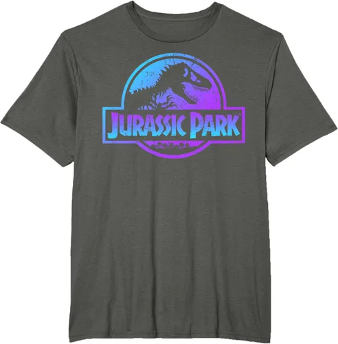 Vista 7 de Jurassic Park Camiseta de manga corta con logotipo Fossil azul y morado Negro