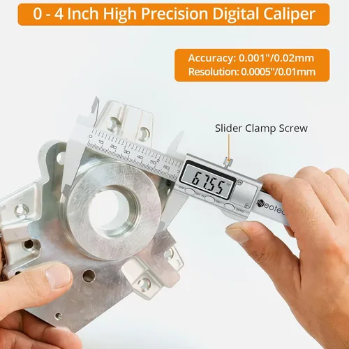 Vista 2 de Neoteck calibrador digital de 4 pulgadas/100 mm, calibradores electrónicos de acero inoxidable, herramienta de medición con conversión