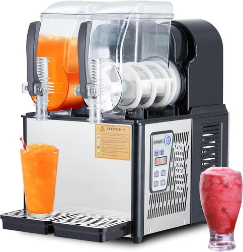 Vista 9 de Garvee Máquina de granizado comercial de doble tanque 4L × 2, grado comercial de 370 W, acero inoxidable autolimpiante, operación simultánea de dos