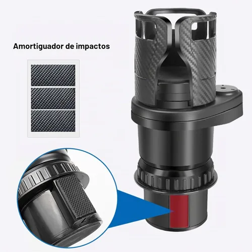 Vista 4 de Expansor de portavasos para automóvil, extensor adaptador multifuncional 2 en 1 para portavasos de automóvil, con base ajustable, compatible