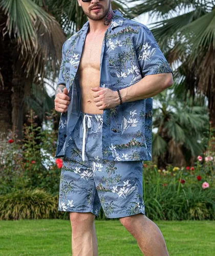 Vista 2 de Hawaiian Suits for Men Regular FitRelaxed Fit Hawaiian Shirts for Men Short Sleeve Casual Shirts