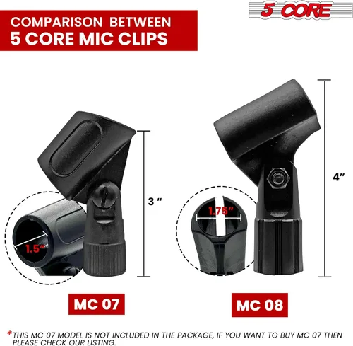Vista 5 de 5 Core Soporte de clip de micrófono para lápiz, adaptador de micrófono de condensador delgado ajustable de ángulo negro + adaptador universal de 5/8