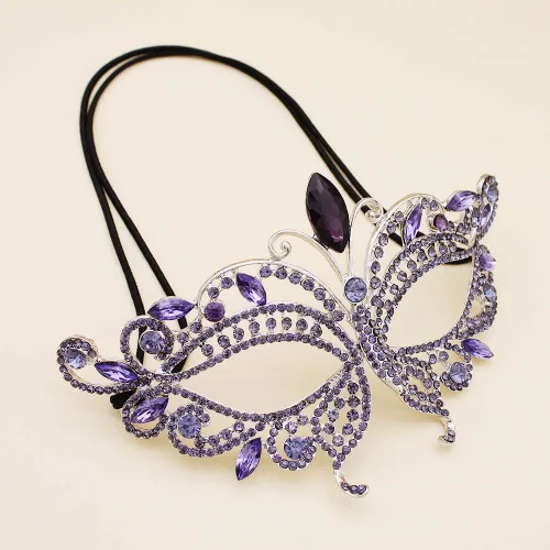 Vista 2 de Máscara de ojos de mascarada con diamantes de imitación para novia, fiesta
