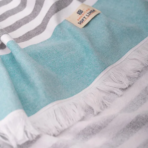 Vista 6 de American Soft Linen Toallas de playa peshtemal turcas 100% algodón, tamaño 35 x 60 pulgadas, paquete de 4 toallas de natación para toallas de playa