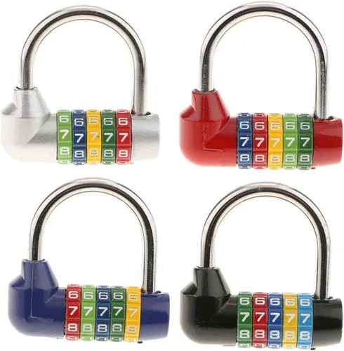 Vista 5 de 5 Dial Digit Combination Number Padlock Luggage Bag Travel Luggage Pad Lock, 4 Assorted