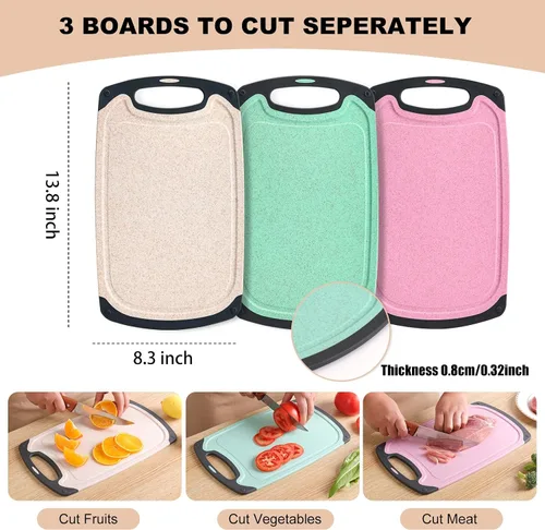 Vista 8 de Juego de tablas de cortar de cocina de 3 piezas, aptas para lavavajillas