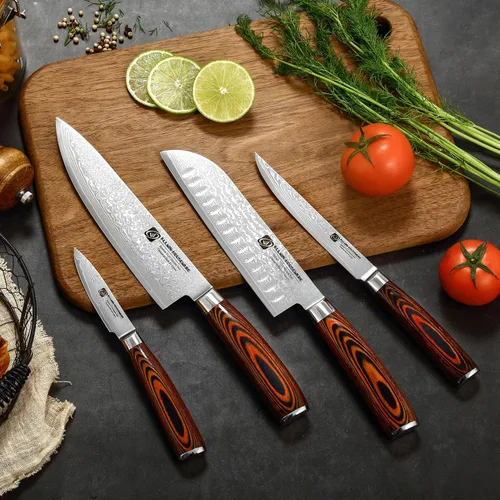 Vista 8 de Cuchillo de chef profesional de Damasco, 67 capas hecho a mano de 8 pulgadas, cuchillo de chef de Damasco, VG10 Super Steel Core