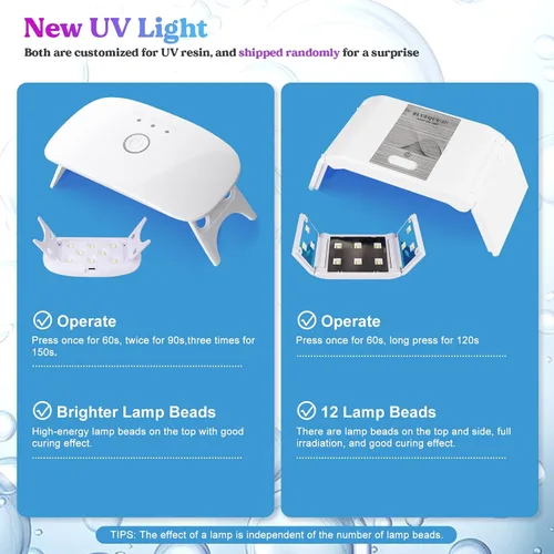 Vista 9 de LET'S RESIN Resina UV con luz, kit de iniciación actualizado de 200g transparente y bajo olor, luz UV, alfombrilla de silicona, resina epoxi
